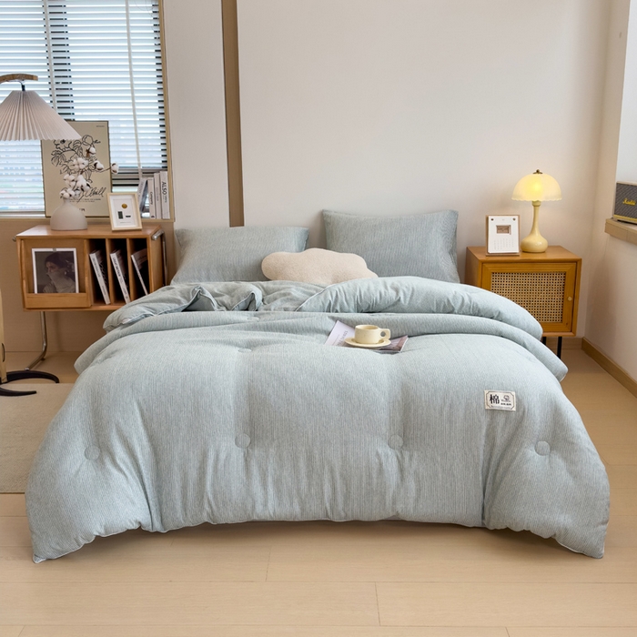91家纺网 家纺一手货源 找家纺 米菲 2024新款A类软糯彩棉被芯被子春秋被冬被-山岚 山岚-青绿