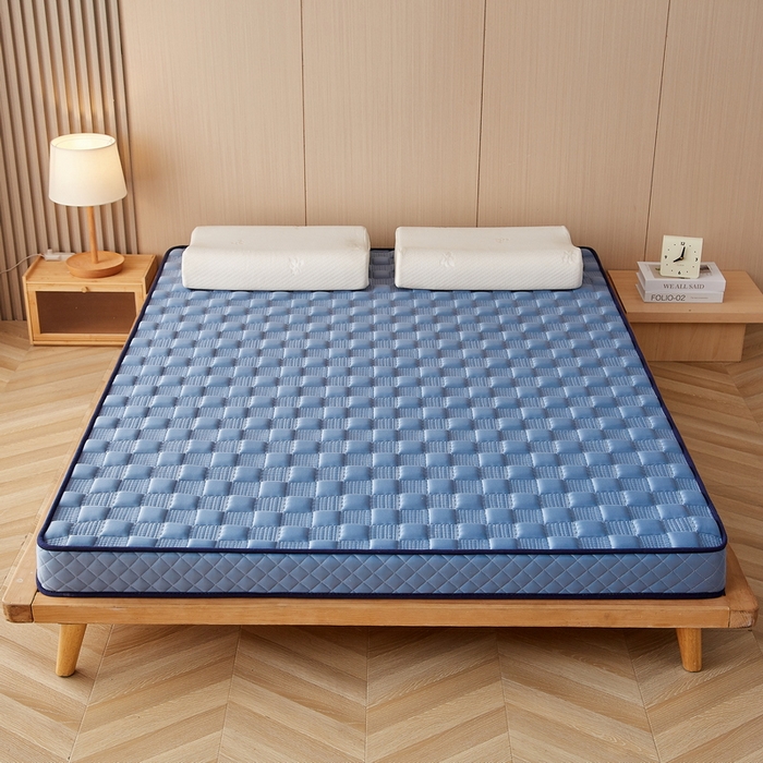 91家纺网 家纺一手货源 找家纺 卡派 2024新款牛奶丝加厚加高乳胶记忆棉床垫 蓝灰