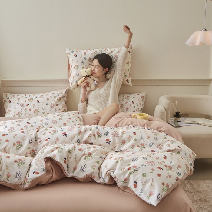 91家纺网 家纺一手货源 找家纺 柠馨 2024新款基础款全棉磨毛纯色四件套 幻想曲