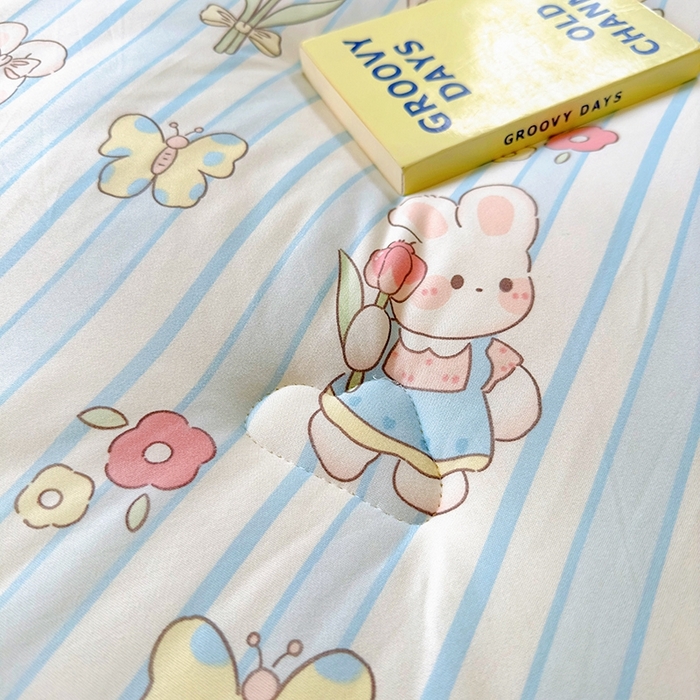 91家纺网 家纺一手货源 找家纺 木堇家居 2024新款针织棉豆豆被大豆四季被冬被被子被芯 针织豆豆被-蝴蝶兔兔