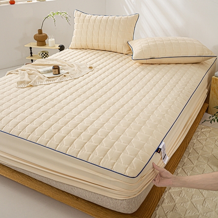 91家纺网 家纺一手货源 找家纺 好眠好梦家纺 2024新款磨毛抗菌床笠 卡其色