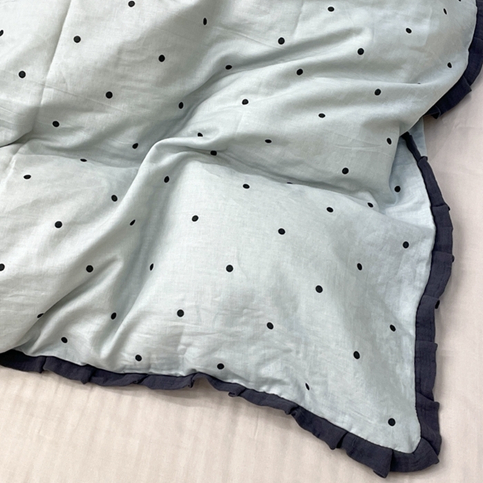 91家纺网 家纺一手货源 找家纺 荣轩 2024新款全棉印花双层纱四件套 皱皱纱花边款 花边 海盐拿铁