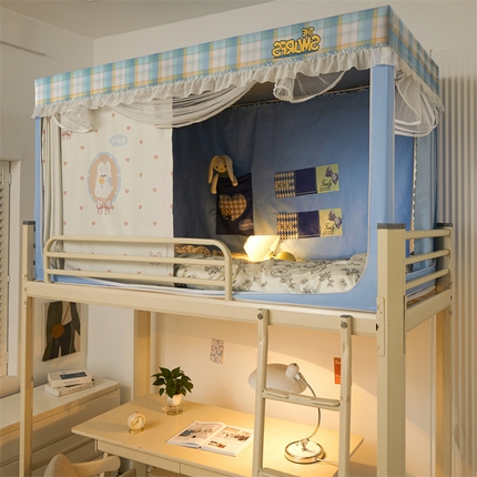 91家纺网 家纺一手货源 找家纺 卓尔居 2025新款学生宿舍遮光床帘涂层花边花卉系列蚊帐 爱心兔