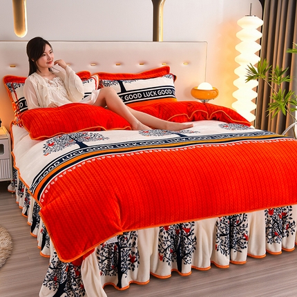 绒品壹家家纺 2024新款180g7斤牛奶绒印花四件套 展翅高飞