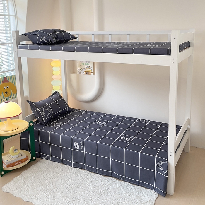 91家纺网 家纺一手货源 找家纺 梦卓家纺 2025新款芦荟棉三件套四件套  宿舍图 深灰