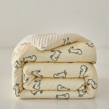 木堇家居 2024新款针织棉豆豆被大豆四季被冬被被子被芯 针织豆豆被-恐龙世界-米黄