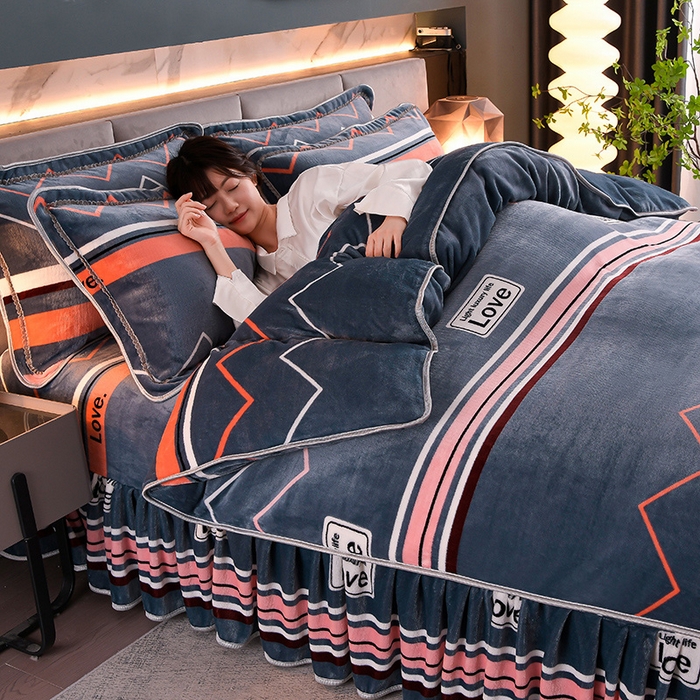 91家纺网 家纺一手货源 找家纺 绒品壹家家纺 2024新款180g7斤牛奶绒印花四件套 盛世年华