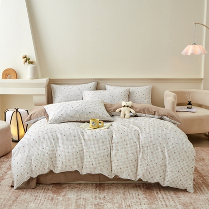 91家纺网 家纺一手货源 找家纺 （总）柠馨 2024新款基础款全棉磨毛纯色四件套