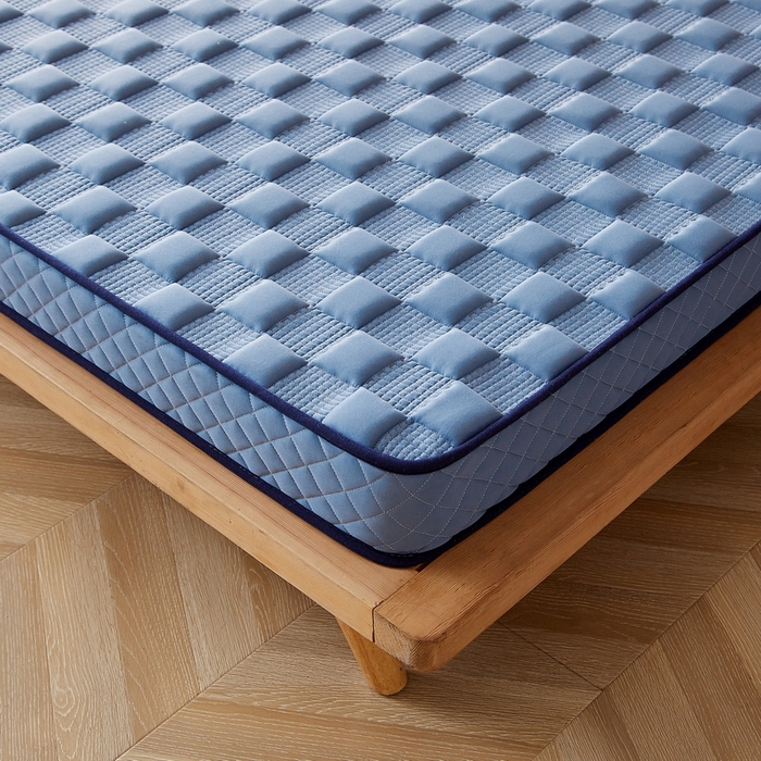 91家纺网 家纺一手货源 找家纺 卡派 2024新款牛奶丝加厚加高乳胶记忆棉床垫 蓝灰