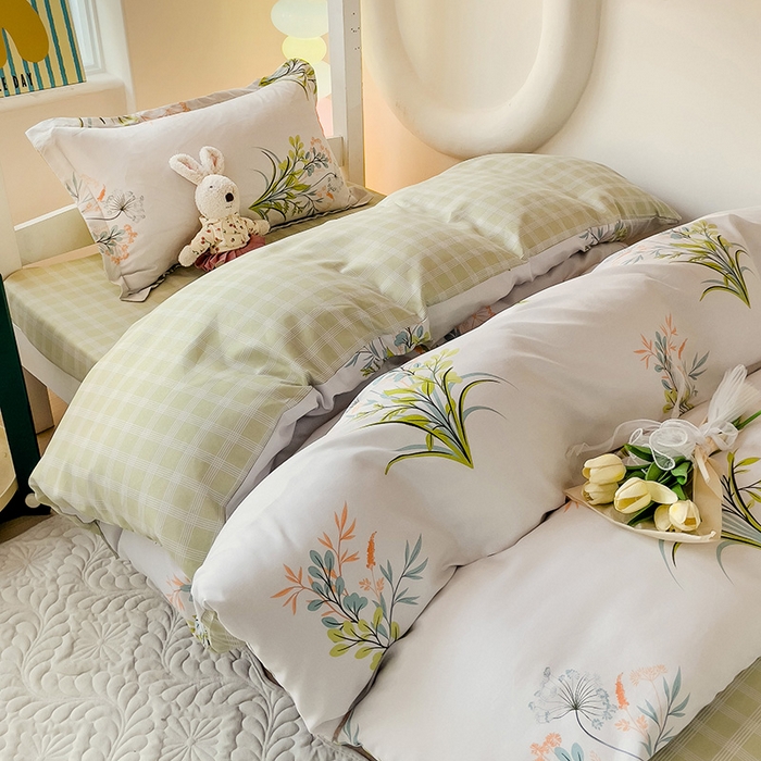 91家纺网 家纺一手货源 找家纺 梦卓家纺 2025新款芦荟棉三件套四件套  宿舍图 花季