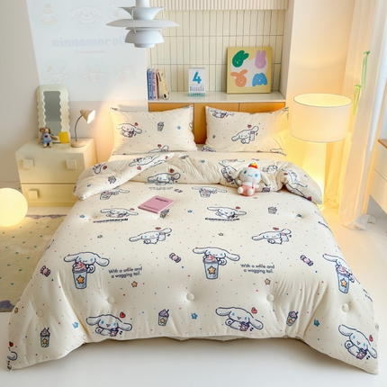 91家纺网 家纺一手货源 找家纺 木堇家居 2024新款三丽欧针织麻绳四季被冬被被子被芯 糖果大耳狗