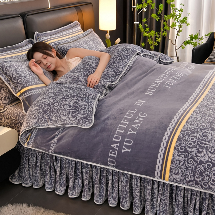 91家纺网 家纺一手货源 找家纺 雨洋2025新款加厚保暖8.5斤牛奶绒金貂婴儿绒四件套 都市生活