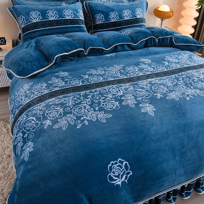 91家纺网 家纺一手货源 找家纺 绒品壹家家纺 2024新款180g7斤牛奶绒印花四件套 岁月静好