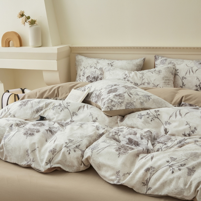 91家纺网 家纺一手货源 找家纺 柠馨 2024新款基础款全棉磨毛纯色四件套 米娅