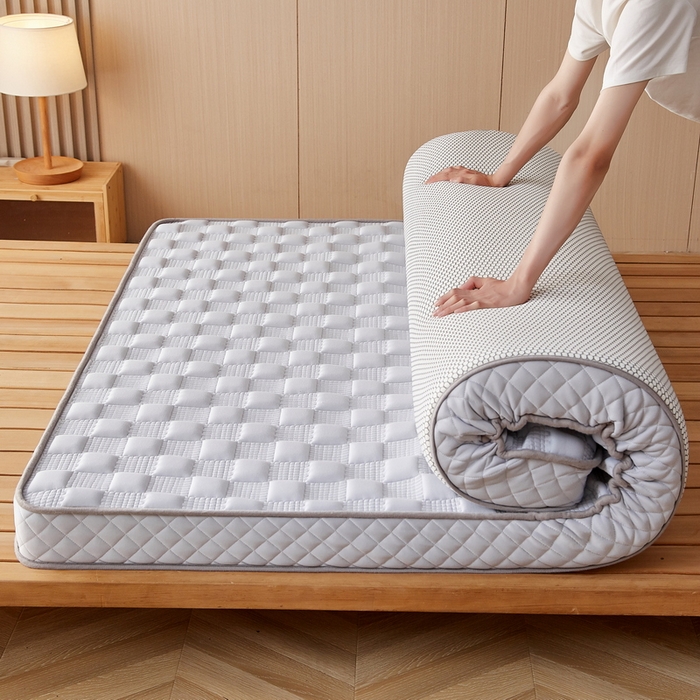 91家纺网 家纺一手货源 找家纺 卡派 2024新款牛奶丝加厚加高乳胶记忆棉床垫 灰色