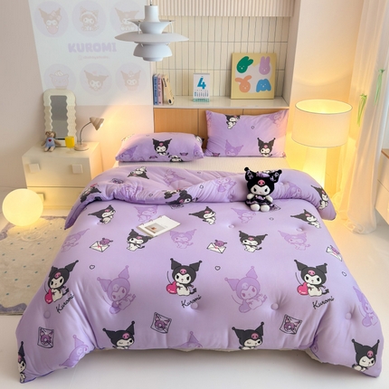 木堇家居 2024新款三丽欧针织麻绳四季被冬被被子被芯 紫色库洛米