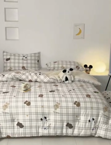 91家纺网 家纺一手货源 找家纺 木堇家居 2024新款针织棉豆豆被大豆四季被冬被被子被芯 针织豆豆被-格子绅士熊