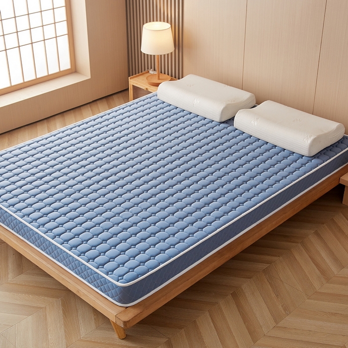 91家纺网 家纺一手货源 找家纺 卡派 2024新款乳胶记忆棉立体加厚加高床垫-方格系列 蓝灰色