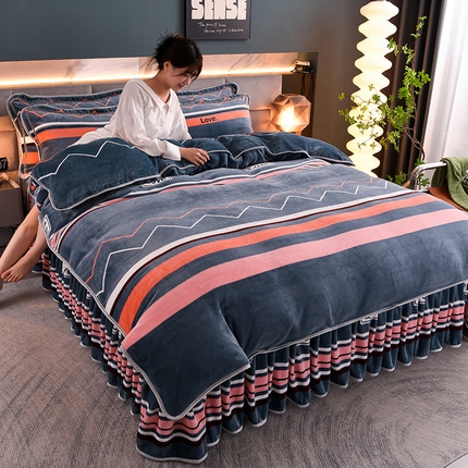 绒品壹家家纺 2024新款180g7斤牛奶绒印花四件套 盛世年华