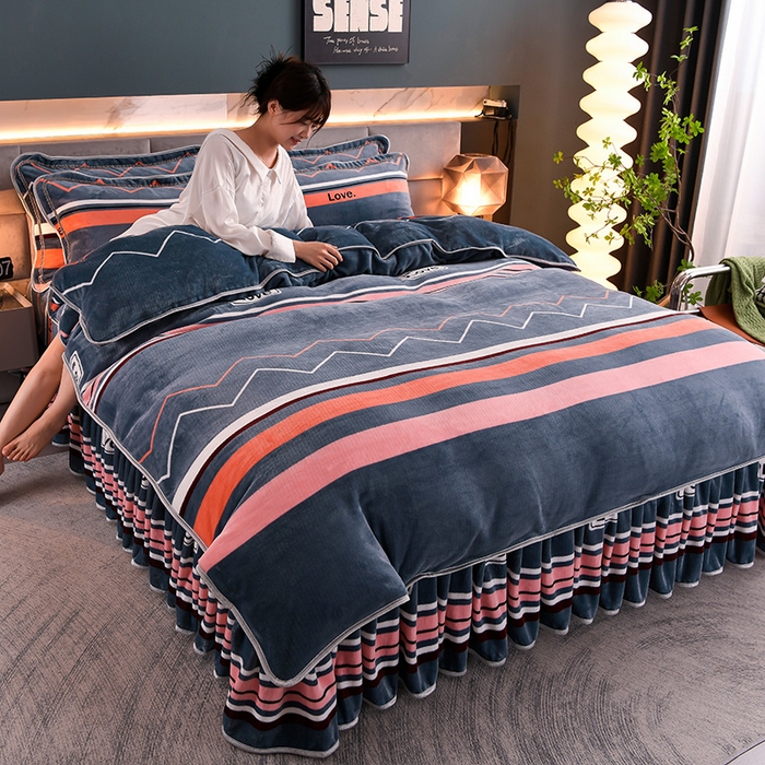 91家纺网 家纺一手货源 找家纺 绒品壹家家纺 2024新款180g7斤牛奶绒印花四件套 盛世年华