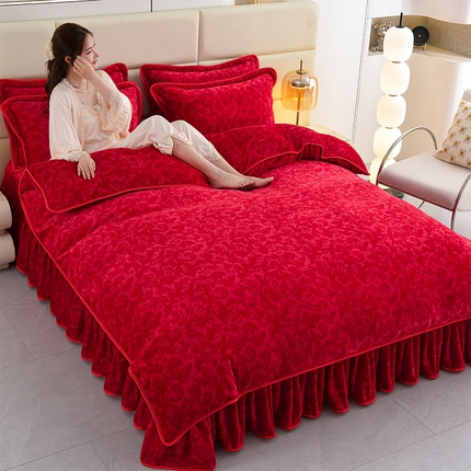 91家纺网 家纺一手货源 找家纺 （总）绒品壹家家纺 2024新款180g7斤牛奶绒印花四件套