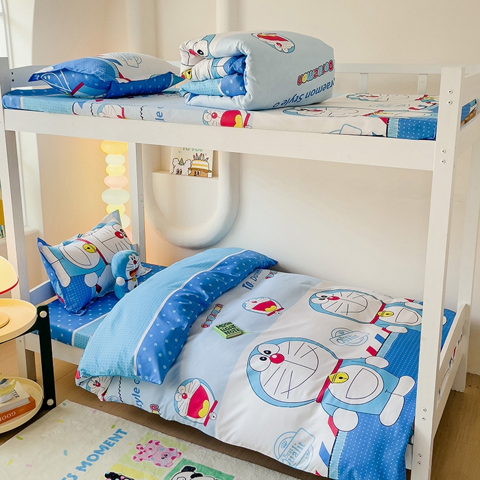 91家纺网 家纺一手货源 找家纺 梦卓家纺 2025新款芦荟棉三件套四件套  宿舍图 哆啦A梦