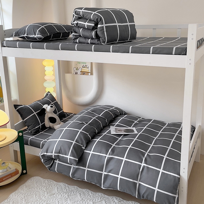 91家纺网 家纺一手货源 找家纺 梦卓家纺 2025新款芦荟棉三件套四件套  宿舍图 梦格