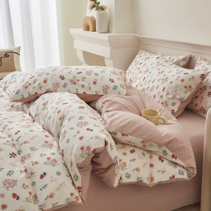 91家纺网 家纺一手货源 找家纺 柠馨 2024新款基础款全棉磨毛纯色四件套 幻想曲