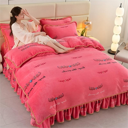 绒品壹家家纺 2024新款180g7斤牛奶绒印花四件套 一鹿有你