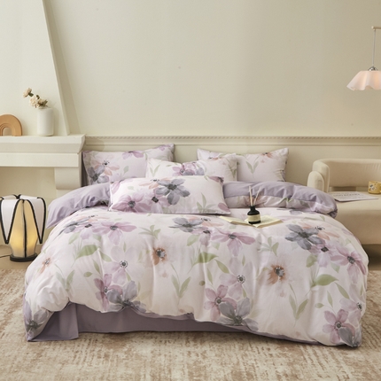 91家纺网 家纺一手货源 找家纺 （总）柠馨 2024新款基础款全棉磨毛纯色四件套