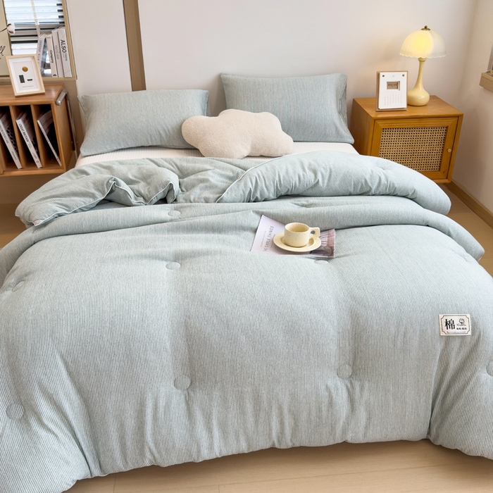 91家纺网 家纺一手货源 找家纺 米菲 2024新款A类软糯彩棉被芯被子春秋被冬被-山岚 山岚-青绿