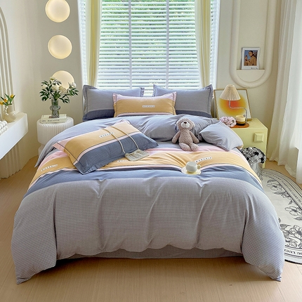 91家纺网 家纺一手货源 找家纺 威布斯家居 2024新款AB版全棉生态磨毛四件套 轩逸-桔