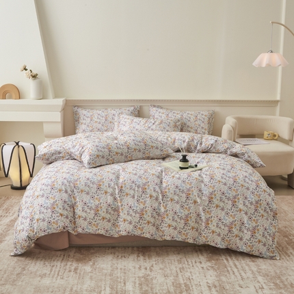 91家纺网 家纺一手货源 找家纺 （总）柠馨 2024新款基础款全棉磨毛纯色四件套