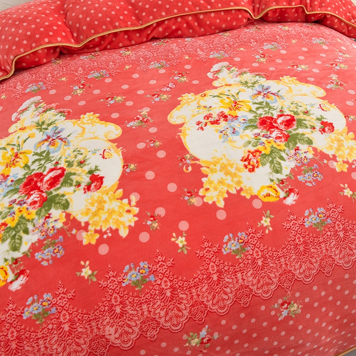 91家纺网 家纺一手货源 找家纺 绒品壹家家纺 2024新款180g7斤牛奶绒印花四件套 幸福美满