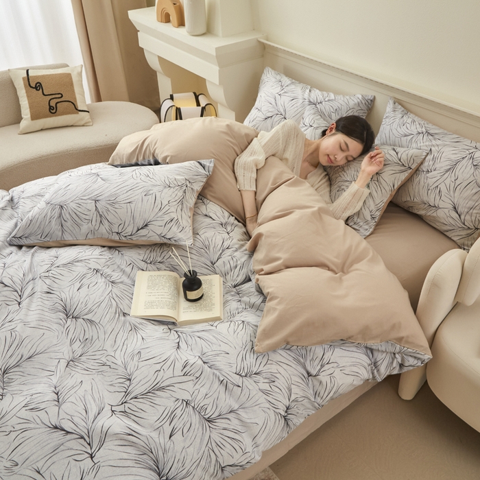 91家纺网 家纺一手货源 找家纺 柠馨 2024新款基础款全棉磨毛纯色四件套 布达佩斯