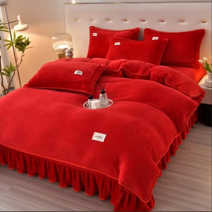 91家纺网 家纺一手货源 找家纺 总-合并 梦之星 2025新款8.5斤高克重印花+纯色牛奶绒金貂绒四件套