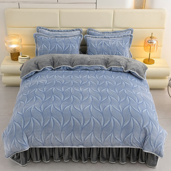 91家纺网 家纺一手货源 找家纺 绒品壹家家纺 2024新款180g7斤牛奶绒印花四件套 素色主义-灰