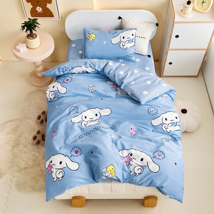 91家纺网 家纺一手货源 找家纺 （总）吉咪兔 2025新款正版三丽鸥库洛米美乐蒂幼儿园被子三件套纯棉被褥六件套午睡