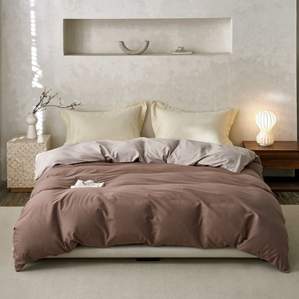 91家纺网 家纺一手货源 找家纺 ROZ home 蕊姿家居 2024新款超柔磨毛全棉单被套 可可+米灰