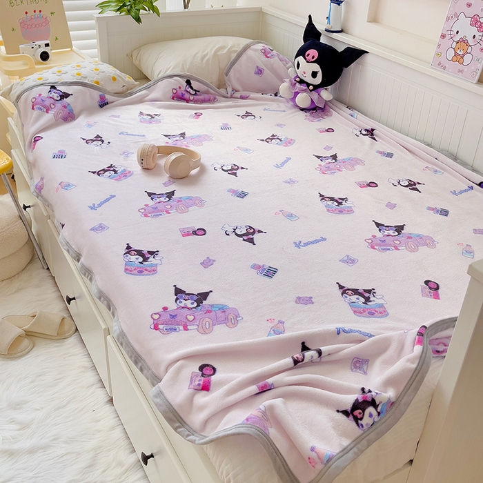 91家纺网 家纺一手货源 找家纺 海岛哥哥 2024新款双面牛奶绒盖毯正版三丽鸥授权系列毛毯 潮流库洛米