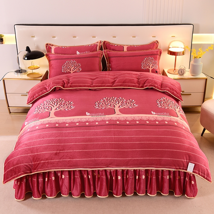 91家纺网 家纺一手货源 找家纺 绒品壹家家纺 2024新款5斤加厚金貂绒四件套 黄金树