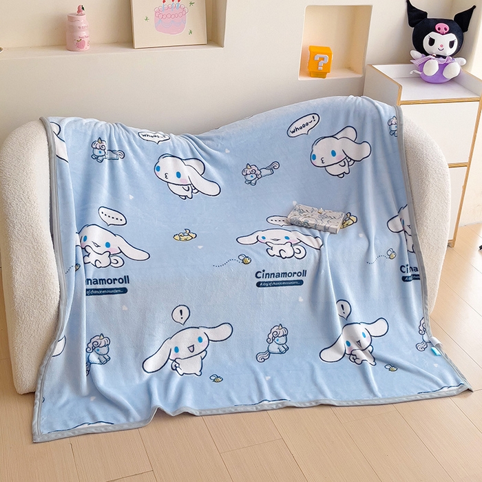 91家纺网 家纺一手货源 找家纺 海岛哥哥 2024新款双面牛奶绒盖毯正版三丽鸥授权系列毛毯 牛奶玉桂狗