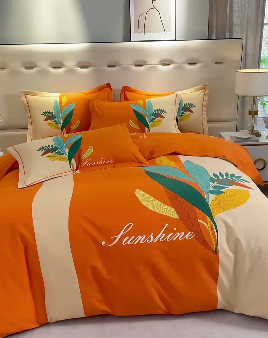 91家纺网 家纺一手货源 找家纺 格里芬家纺 2025新款全棉加厚大版磨毛纯棉磨毛四件套 金枝玉叶