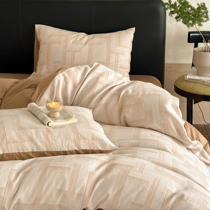 91家纺网 家纺一手货源 找家纺 ab家纺 2024新款A类全棉三层纱提花四件套--奥德赛 奥德赛 米咖