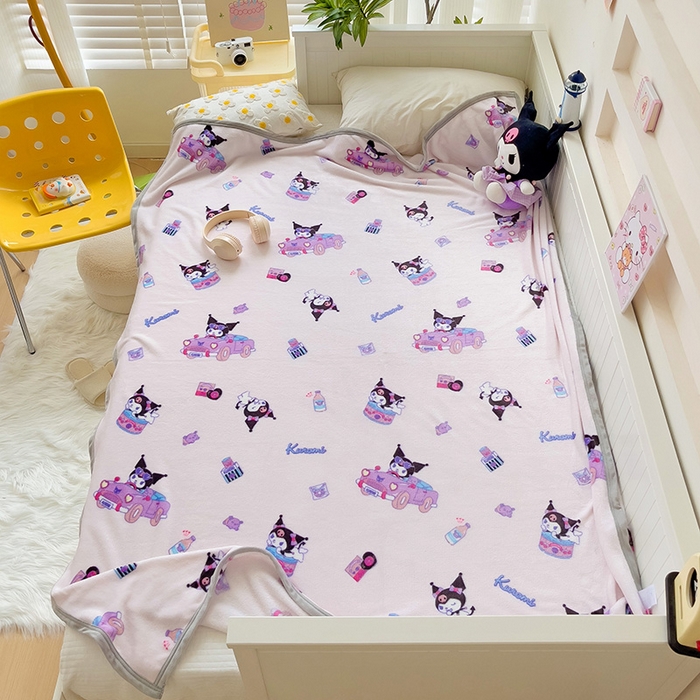 91家纺网 家纺一手货源 找家纺 海岛哥哥 2024新款双面牛奶绒盖毯正版三丽鸥授权系列毛毯 潮流库洛米