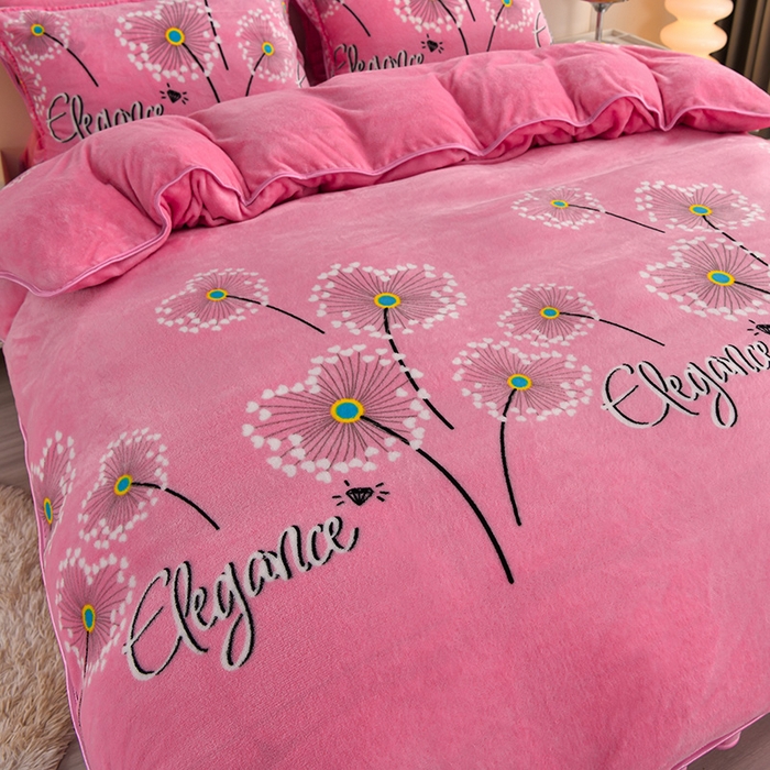 91家纺网 家纺一手货源 找家纺 绒品壹家家纺 2024新款5斤加厚金貂绒四件套 蒲公英