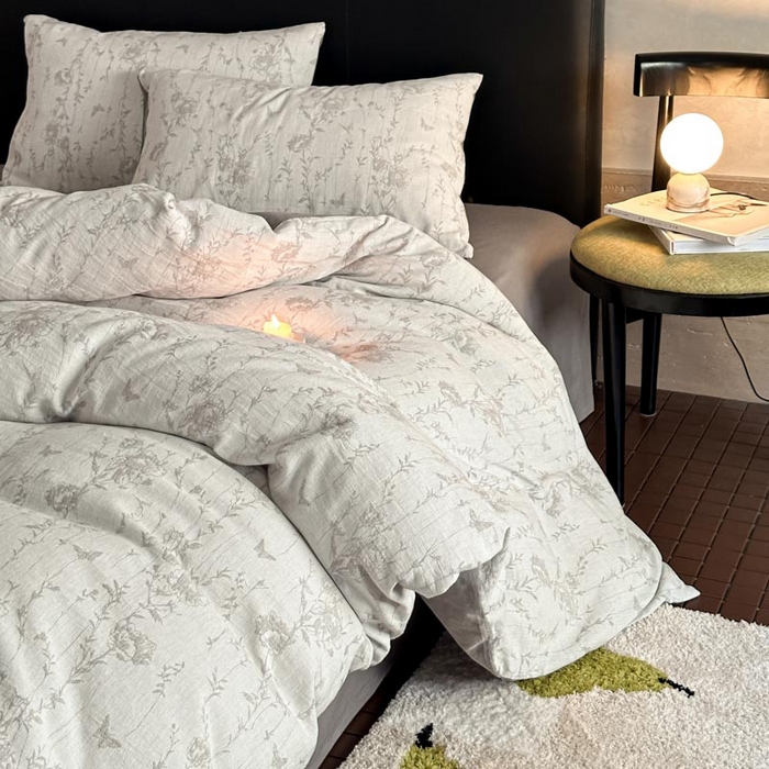 91家纺网 家纺一手货源 找家纺 2024新款A类全棉三层纱提花四件套--茵荔 茵荔-灰