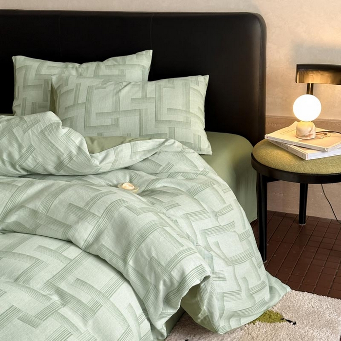 91家纺网 家纺一手货源 找家纺 ab家纺 2024新款A类全棉三层纱提花四件套--奥德赛 奥德赛-绿色