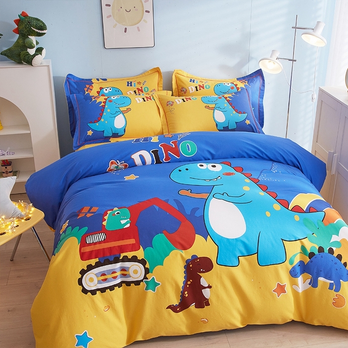 91家纺网 家纺一手货源 找家纺 格里芬家纺 2025新款全棉加厚大版磨毛纯棉磨毛四件套 恐龙游记