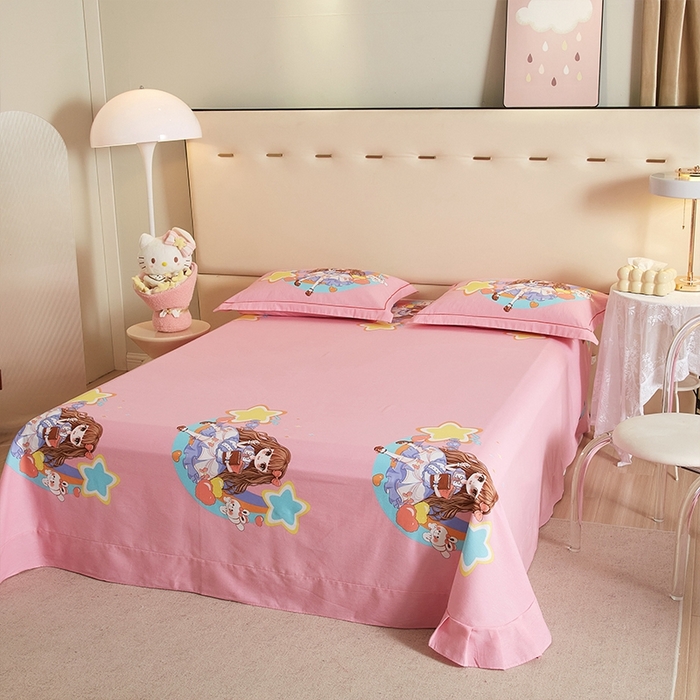 91家纺网 家纺一手货源 找家纺 格里芬家纺 2025新款全棉加厚大版磨毛纯棉磨毛四件套 黛西公主-粉